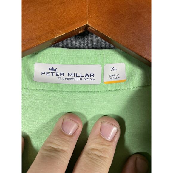 Peter Millar Golf Polo Men's XL Green Short Sleeve Featherweight UPF 50+ Active - Picture 6 of 12